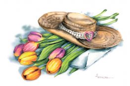 Шляпа с тюльпанами